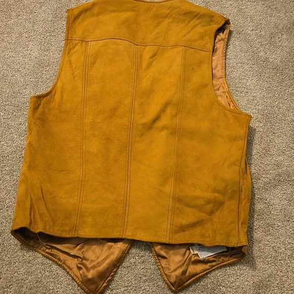Vintage 1980s LL Bean Pig Suede Leather Work Lined Vest M - Picture 9 of 13